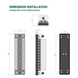 LENKRAD 12 Way Fuse Block Blade Fuse Box NO LED Warning Indicator, 12 Circuits ATC/ATO with Negative Bus, Protection Cover, Bolt Connect Terminals, Sticker Labels for Car Marine RV Truck