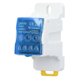 Distribution Box, UKK-80A 690V Universal Electrical Junction Box, Junction Box, Terminal Blocks, Electrical Cable Connection with DIN Rail Terminal Block for Power Distribution Cabinets (Blue)