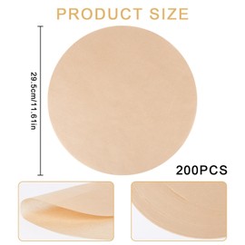 XCRPRT 200 Stück Ø30cm Backpapier für Heißluftfritteuse, Backpapier Air fryer Rund, Hitzebeständig Antihaftbeschichtet Silikonölpapier Für Pizza, Ofen, Luftfritteuse, Bratpfanne, Grill