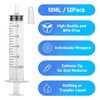 12Pack 10mL Oral Syringes without Needle - Individually Wrapped, with
