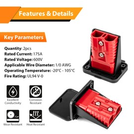WeiSen 2pcs 175A Battery Quick Connect/Disconnect Electrical Connector Plug with Flush Mount Dust Cover for 1/0 Gauge Cable Compatible with UTVs, ATVs, Cars, Trucks, Boats