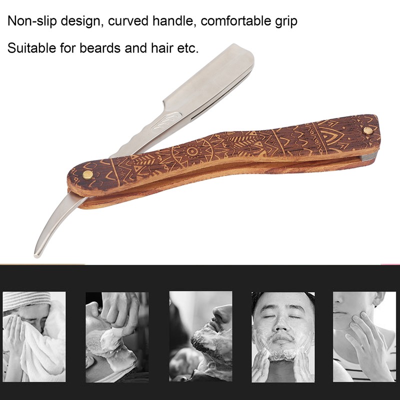 Men Manual Razor Redwood Handle Shaver Zinc Alloy Blade Straight