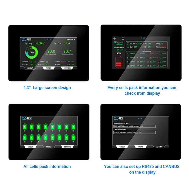 4.3 Inch LCD Display for JK-PB Inverter BMS V19 (LCD-4.3-TTL-P)