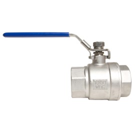DuraChoice 1-1/4" 304 S.S. Ball Valve - Full Port - 1,000 WOG (PSI) Blue Locking Handle NPT