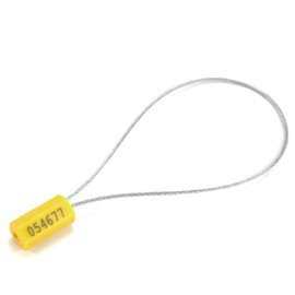 Security Marking Cable Seals Tamper Proof Steel Wire Seal Numbered Shipping Seals Disposable Pull Tight Self-Locking Cable Seal Truck, Trailers, Cargo, Containers Seal Ties Straps (Yellow, 100pcs)