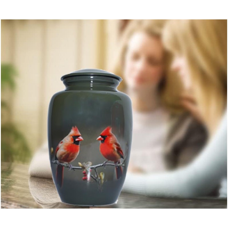 Rayan Decor Cardinal Birds Adult Cremation Urn for Human Ashes