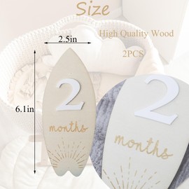 Wooden Surfboard Baby Milestone Cards, Beach Milestone Sign, Tropical Baby Sign, 1-12 Months Interchangeable Monthly Milestone Sign, Baby Announcement Sign