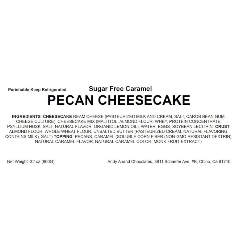 Andy Anand Sugar-Free Pumpkin Pecan Cheesecake: 2.4 lbs, Shipped 2nd
