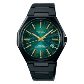 Seiko Watch AGAK713 Wired Tokyo Revengers Collaboration Model Men's Watch, Black, Dial: Green, Bracelet Type
