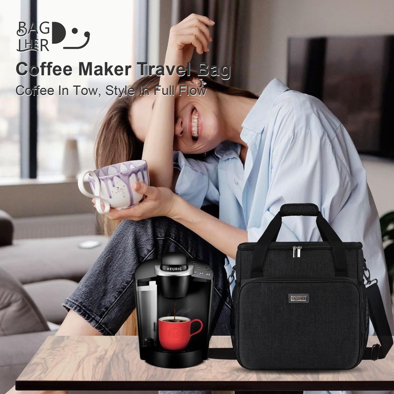 BAGLHER Coffee Maker Travel Bag Compatible with Keurig K-Classic、Keurig K-Elite、Keurig