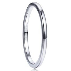 Cloyo 2mm Womens Rings Silver Tungsten Carbide Wedding Band Promise Ring for Her Size V 1/2