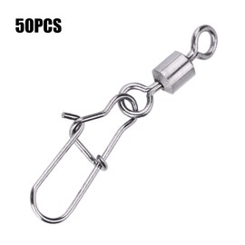 Fishing Swivels with Snap Clasp, Stainless Steel Ball Bearing Swivels Fishing Snap Swivels for Saltwater Fishing, Freshwater Fishing, 50pcs(6#)