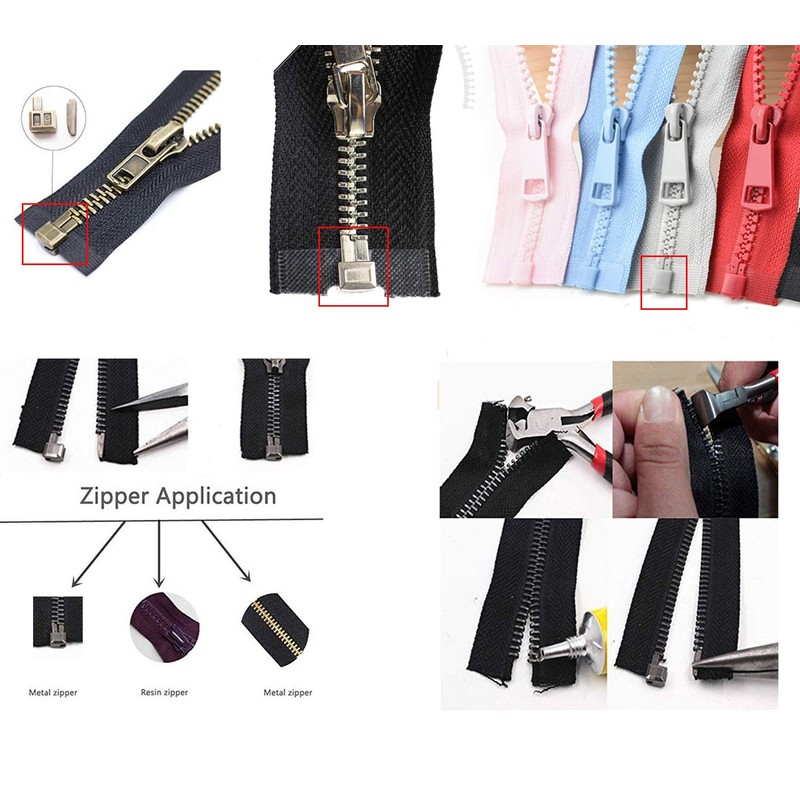 HAISDA 20 pcs #5 Metal Zipper Retainer Box and Zipper