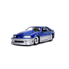 Jada Toys Bigtime Muscle 1:24 1989 Ford Mustang GT Die-cast Car Blue Silver, Toys for Kids and Adults