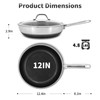 Bakoniion Hybrid Nonstick Frying Pan with Lid 12 Inch,Stainless Steel