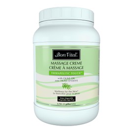 Bon Vital' Therapeutic Touch Massage Creme, Professional Massage Therapy Cream with Olive Oil to Repair Dry Skin & Soothe Sore Muscles, Full Body Moisturizer, 1 Gal, Label may Vary
