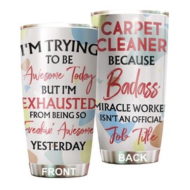 MEDROC Awesome Miracle Worker Carpet Cleaner Tumbler Stainless Steel 20oz, Funny Gifts Bulks For Office Women Men Work Friends Coworker, Driking Coffee Cup For Birthday Christmas