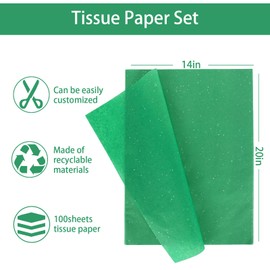 Whaline 180 Sheets Christmas Glitter Tissue Paper Sparkly Gift Wrapping Paper Red Green White Gold Art Paper for Xmas Home Party DIY Crafts Supplies, 14 x 20 Inch