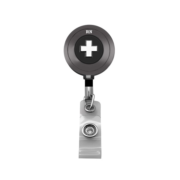 ED ER Med Surg RN Nurse Badge Reel. Black. Heavy