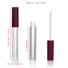 COSIDEA 5 pcs Empty Round Purple 1.5ml slim lip gloss tubes with wand sample sack lipgloss tube packing bottles for small business