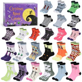 Sock Advent Calendar 2025-24 of Day Christmas Countdown Calendar Includes 24 Pairs of Movie Themed Socks for Women Men Fans Xmas Holiday Surprise