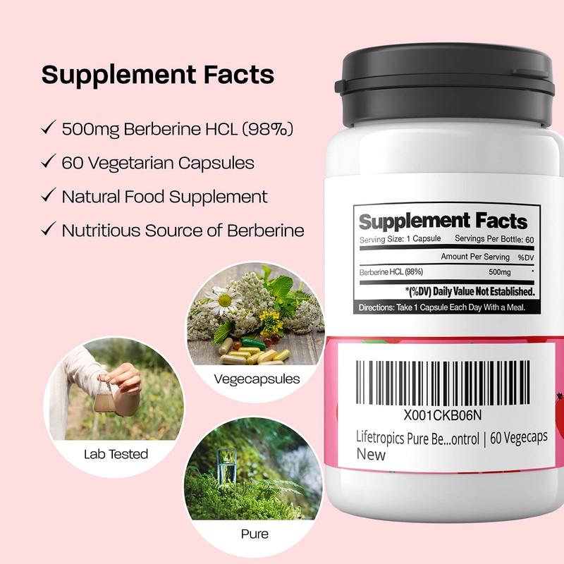 Lifetropics Lifetropics Pure Berberine | 500mg Berberine HCL Capsules |