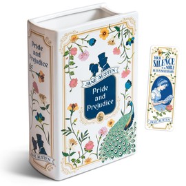 H&H Pride and Prejudice Book Vase for Flowers + Bookmark - Large Ceramic Book Planter Pot - Jane Austen Bookish Decor - Pride and Prejudice Gifts - Bookshelf Vase for Flowers - 2025 Edition