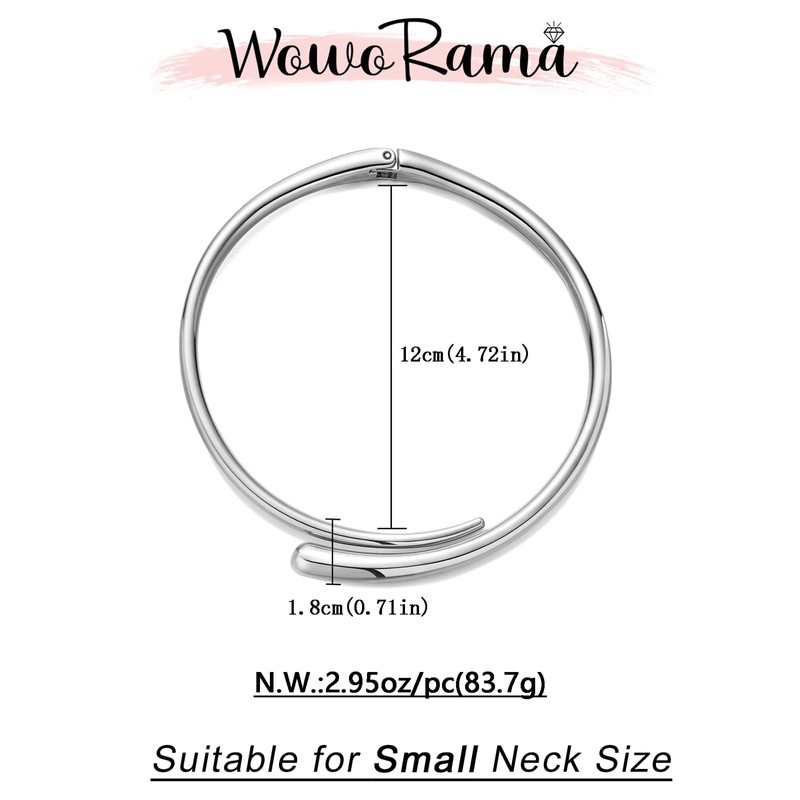 WOWORAMA Silver Chunky Cuff Choker Necklace for Women Teardrop Collar