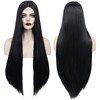 ANOGOL Long Black Wig Middle Part Witch Vampire Cosplay Goth
