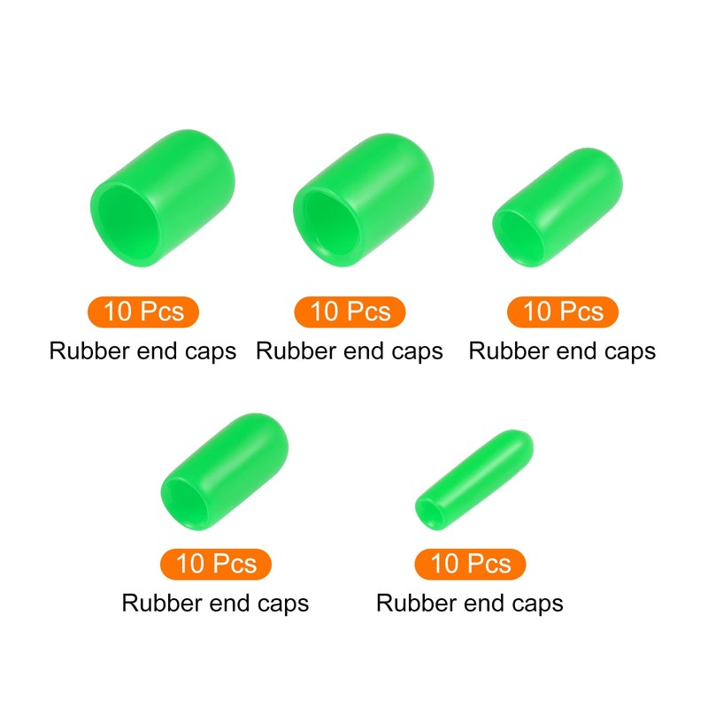 Rebower 50 Pack Screw Thread Protector Cover Rubber End Caps,
