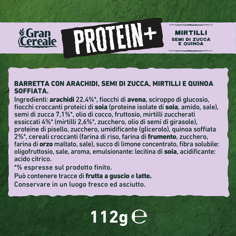 Gran Cereale, Barrette Proteiche con Mirtilli, Semi di Zucca e