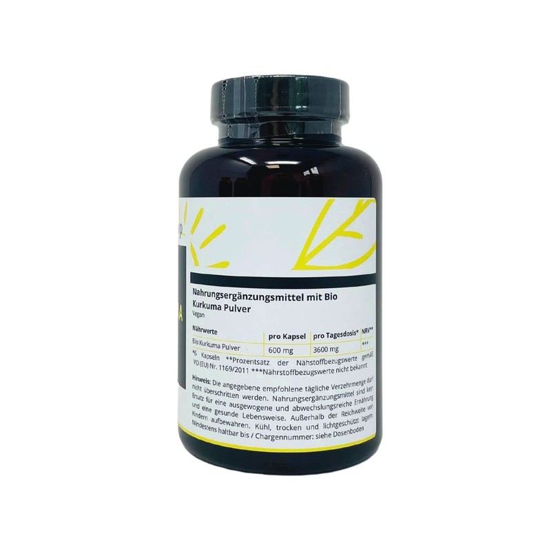 Organic Turmeric 180 Capsules - 600 mg per Capsule -