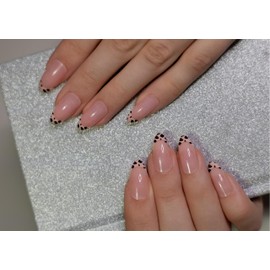 AiN Katy Pack of 24 False Nails, French, Leopard Print, Long, Press On Nails, Ready to Stick on, Elegant Fingernails, Sticker Set