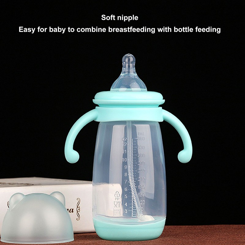 3pcs Self Grip Baby Bottle Bear Shaped Detachable Leakproof Infant