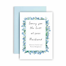 Huxters Sympathy Card for Husband Condolences Thinking of You Losing Your Husband Forget Me Not Flowers - 14.8cm (Husband)