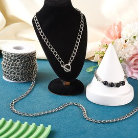 Spritewelry 10 M Aluminium Curb Chains Silver Twisted Links Chains Choker Necklace Chains for Jewelry Making Women Men 10x6 mm