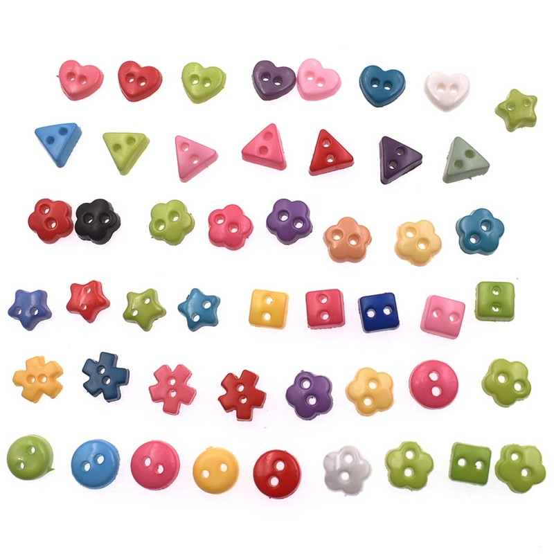 6mm 100Pcs Mixed Color and Style Mini Buttons for DIY