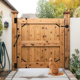 Fence Gate Kit Gate Hardware, 1 Set Anti Sag Gate Kit Gate Frame Cornor Brackets Kit with Self Closing Gate Springs Hings Latchs for Outdoor Garden Backyard Wooden Fence Deck Porch Gate