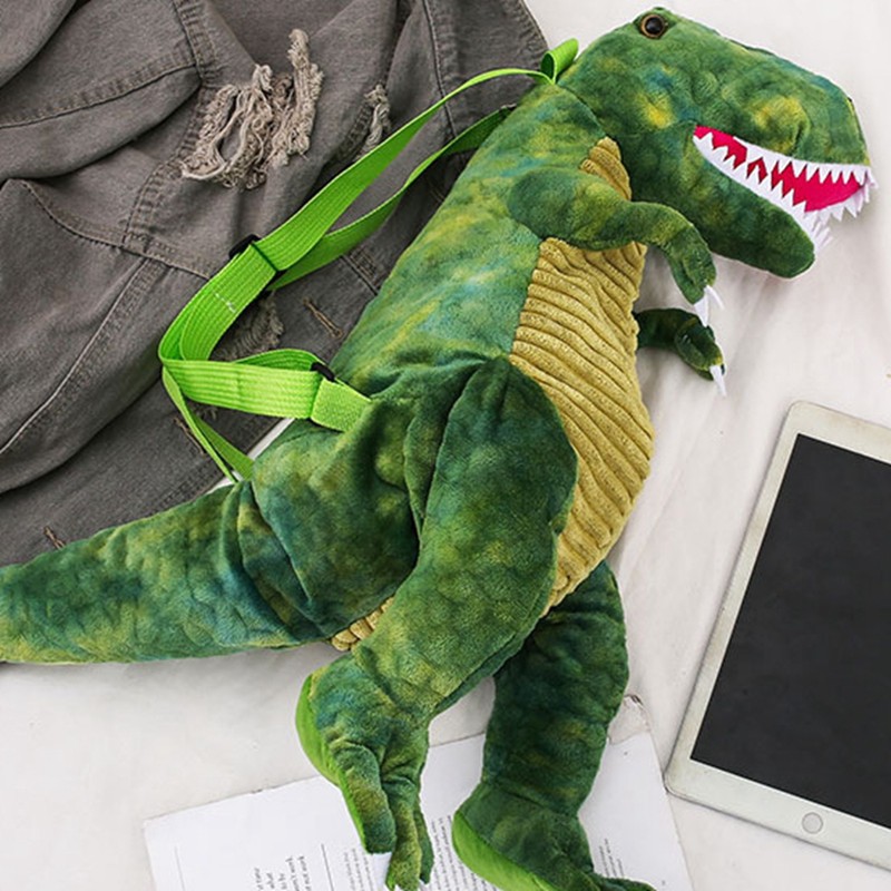 Kids Dinosaur Backpack Cartoon 3D Dinosaur Shape Soft Plush Kids