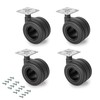 Emuca - Castors kit with Plate-Mounted,Ø65 (2,55 inch),Black Painted,Steel and