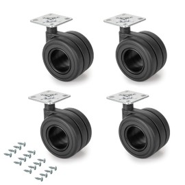 Emuca - Castors kit with Plate-Mounted,Ø65 (2,55 inch),Black Painted,Steel and Plastic