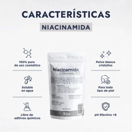 Hebbe Niacinamida 500g Vitamina Piel Grasa Facial Antiedad