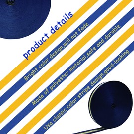 Navy Gold White Striped Grosgrain Ribbon, 1 Inch x 55 Yards Double Faced Design Multicolour Decorative Polyester Fabric Stripe Craft Ribbons for DIY Making Bow Christmas Gift Wrapping