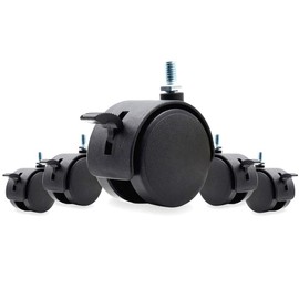 Luomorgo 5Pcs Stem Caster Wheels, 2 inch Swivel Stem Casters with Locking Brake 5/16" x 19/32" for Office Chairs Furniture Wire Shelving Units