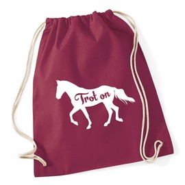Hippowarehouse Trot On Horse Riding Drawstring Cotton School Gym Kid Bag Sack 37cm x 46cm, 12 litres