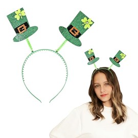 Lopsity St. Patrick's Day Headband Shamrock Green Top Hat Headband Irish Headpiece Costume St Patrick's Day(GREEN-A, L)