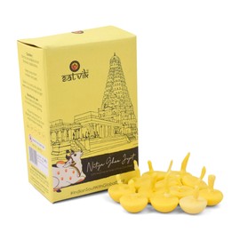 Satvik Pure 50 Pc. Cow Ghee Wicks Readymade Cow Ghee Cotton Wicks Diya/Ghee Diya/Puja Batti for Your Daily Pujan Essential (Upto 30 Mins Time)