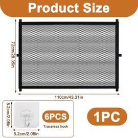 Mesh Stair Gate, Magic Stair Gates for Dog, Folding Portable Baby Pet Safety Gate Stopper Black Fence Enclosure for Stairway Doorways Providing Pets Safe to Play and Rest (110 * 72CM)