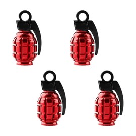Tabanzhe Valve Stem Caps-4PCS Metal Grenade Tyre Valve Caps Dust Caps Universal Anti-proof Tyre Valve Caps for Car SUV Motorbike Trucks Bikes(Red)