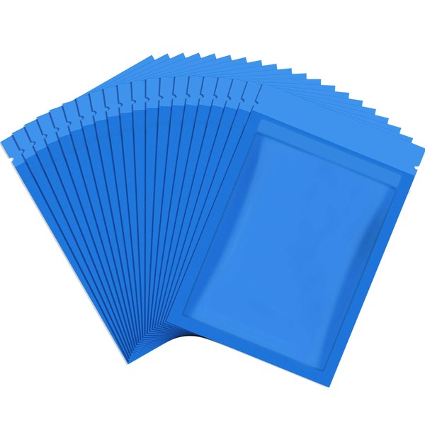 100 Pieces Resealable Foil Pouch Bag Foil Pouch Bags Holographic Packaging Bags Foil Storage Bag for Food Storage(Blue, 3 x 4 Inch)